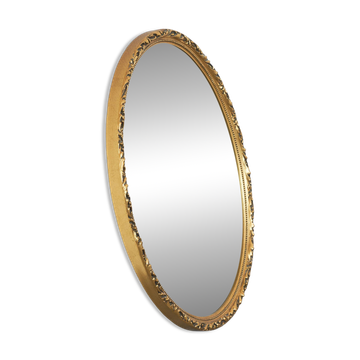 Miroir ovale bois doré Wood Wood années 1960