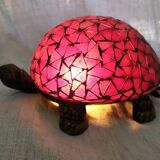Glass turtle lamp mosaic cast iron Red watcher Brocanteespritdantan