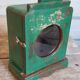 Old art deco wall display case in original green teak