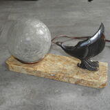 Art Deco marble figurine table lamp