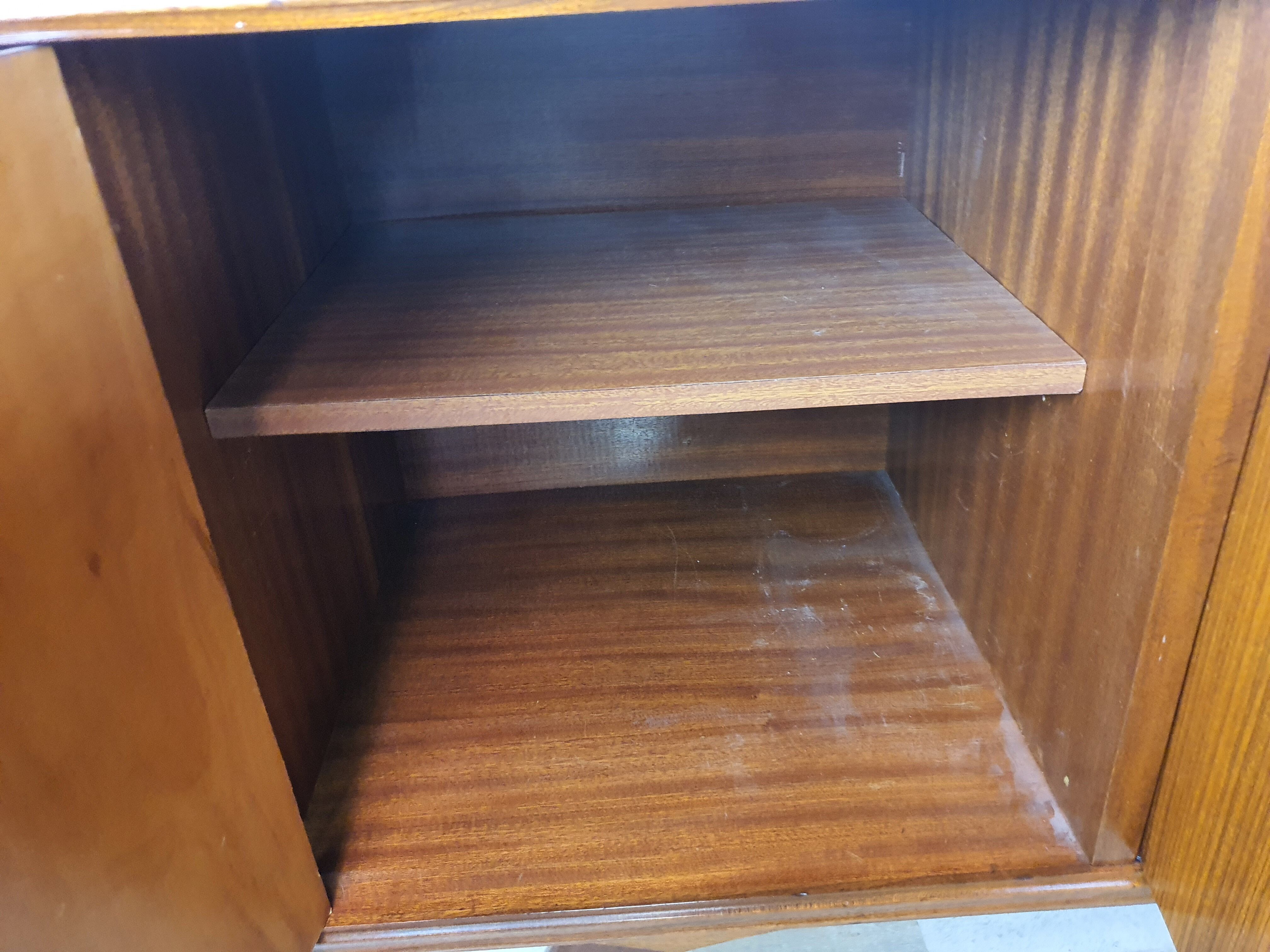 1960s sideboard with decorated doors in wood and brass