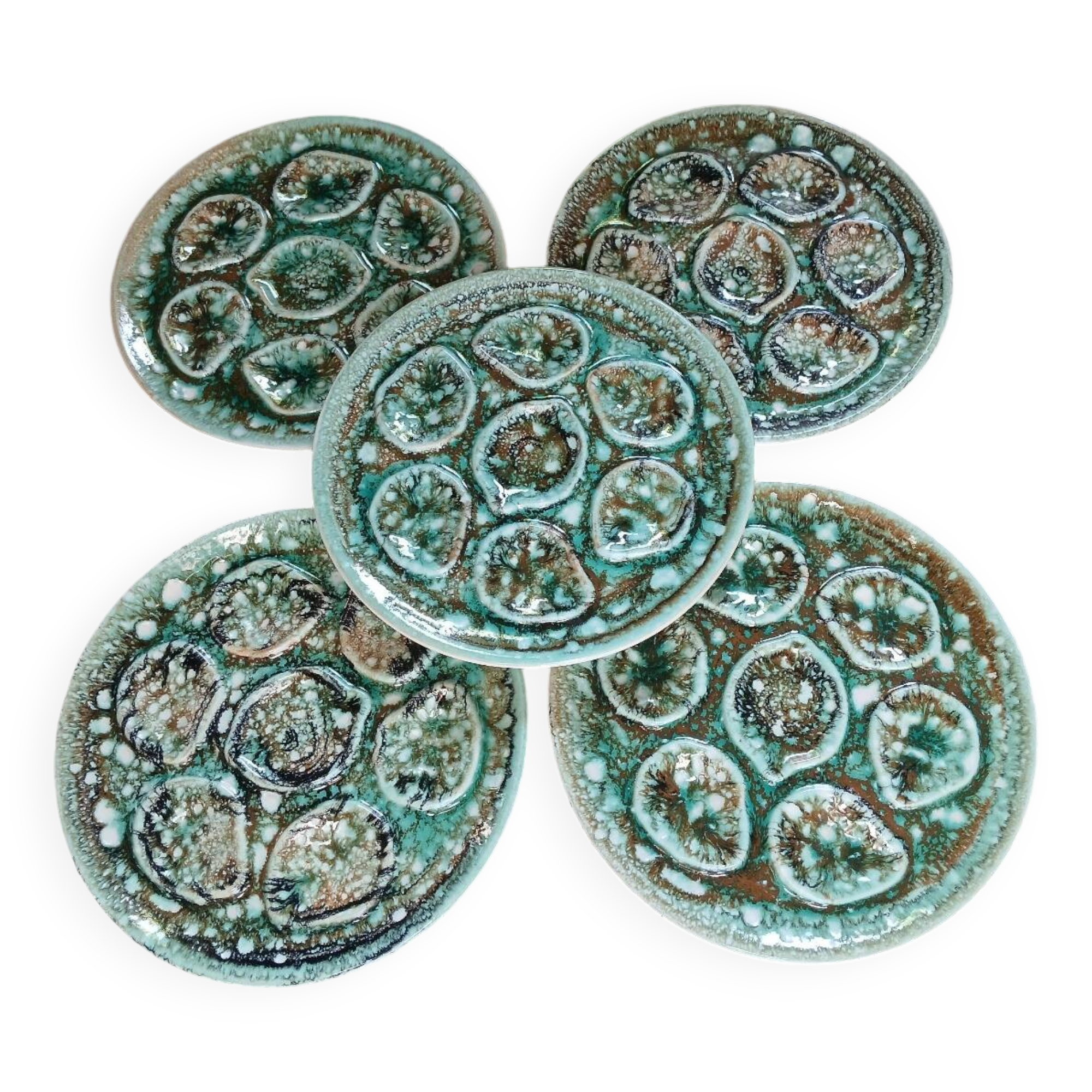 5 old Niderviller oyster plates