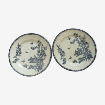 Lot de 2 assiettes plates terre de fer modèle "poussin"