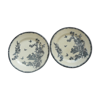 Lot de 2 assiettes plates terre de fer modèle "poussin"
