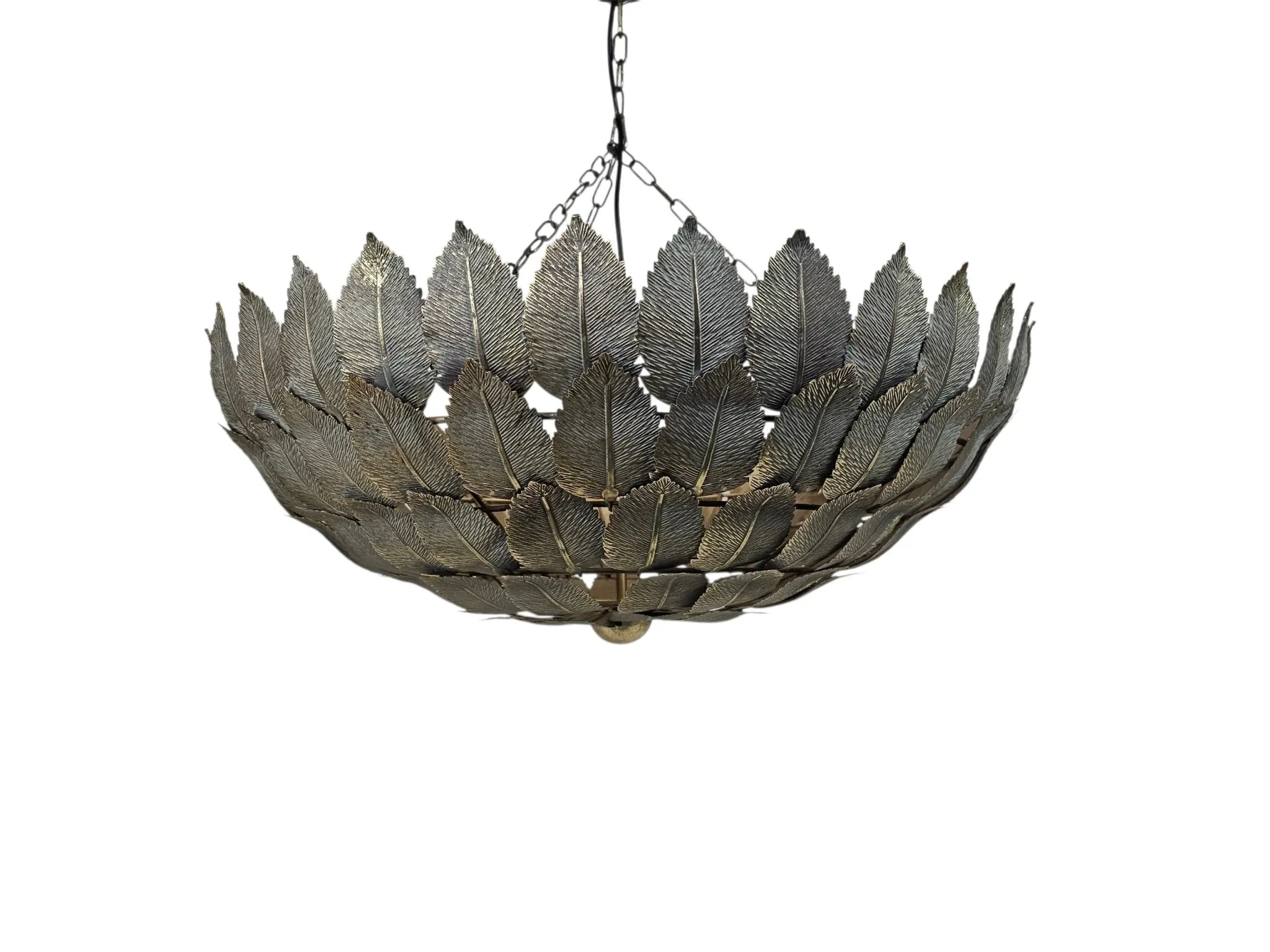 Hollywood Regency - patinated bronze - 'leaf' pendant lamp - 2000