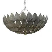 Hollywood Regency - patinated bronze - 'leaf' pendant lamp - 2000