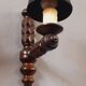 Pair of 60s Brutalist wall lights in varnished wood