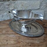 Old sauce boat on fixed frame in silver metal M & Co