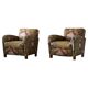 Pair of curved Danish modern lounge chairs, original fabric, Fritz Hansen, 1940.