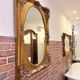3 large oval mirrors, 19th century style, gilded with square frames and beautiful moulding.