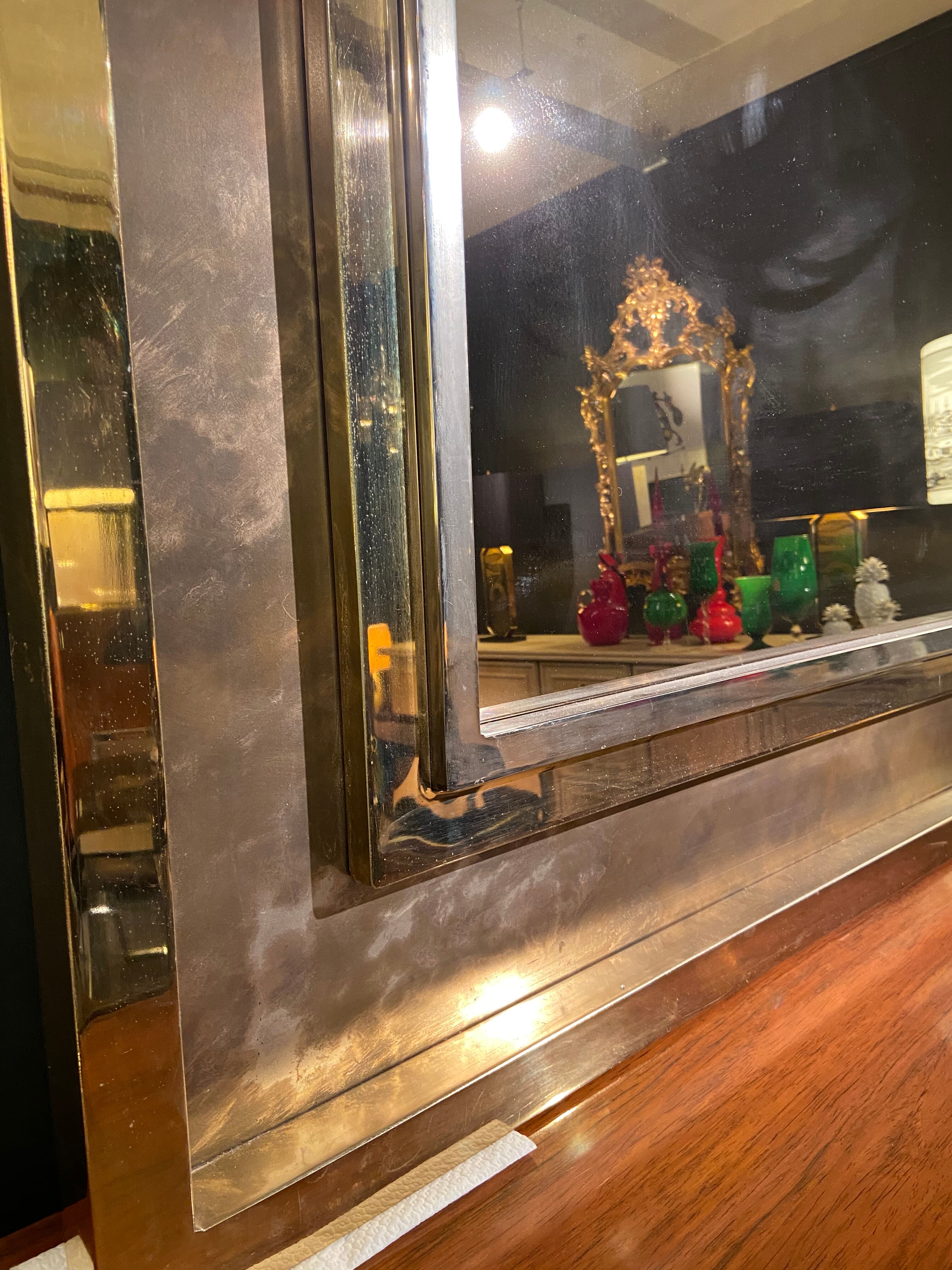 Mirror Belgo Chrom XXL, brass, tin, chrome and bronze mirror 130x130cm