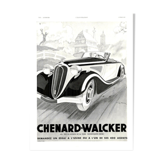 Affiche vintage années 30 Chenard Walcker