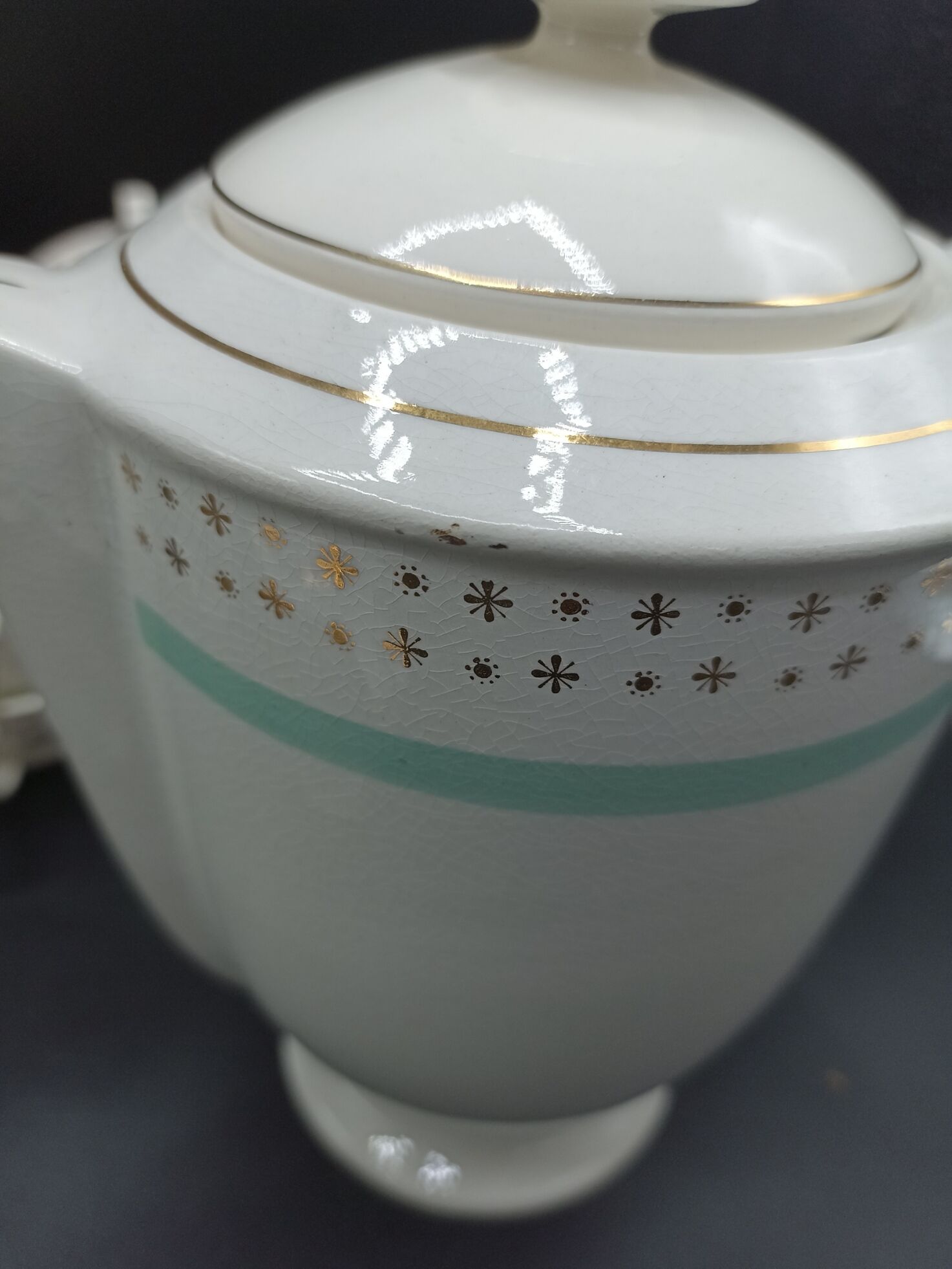 Tea set stars and mint green in semi-porcelain