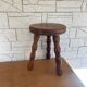 Tripod stool, pearl foot, solid wood, vintage