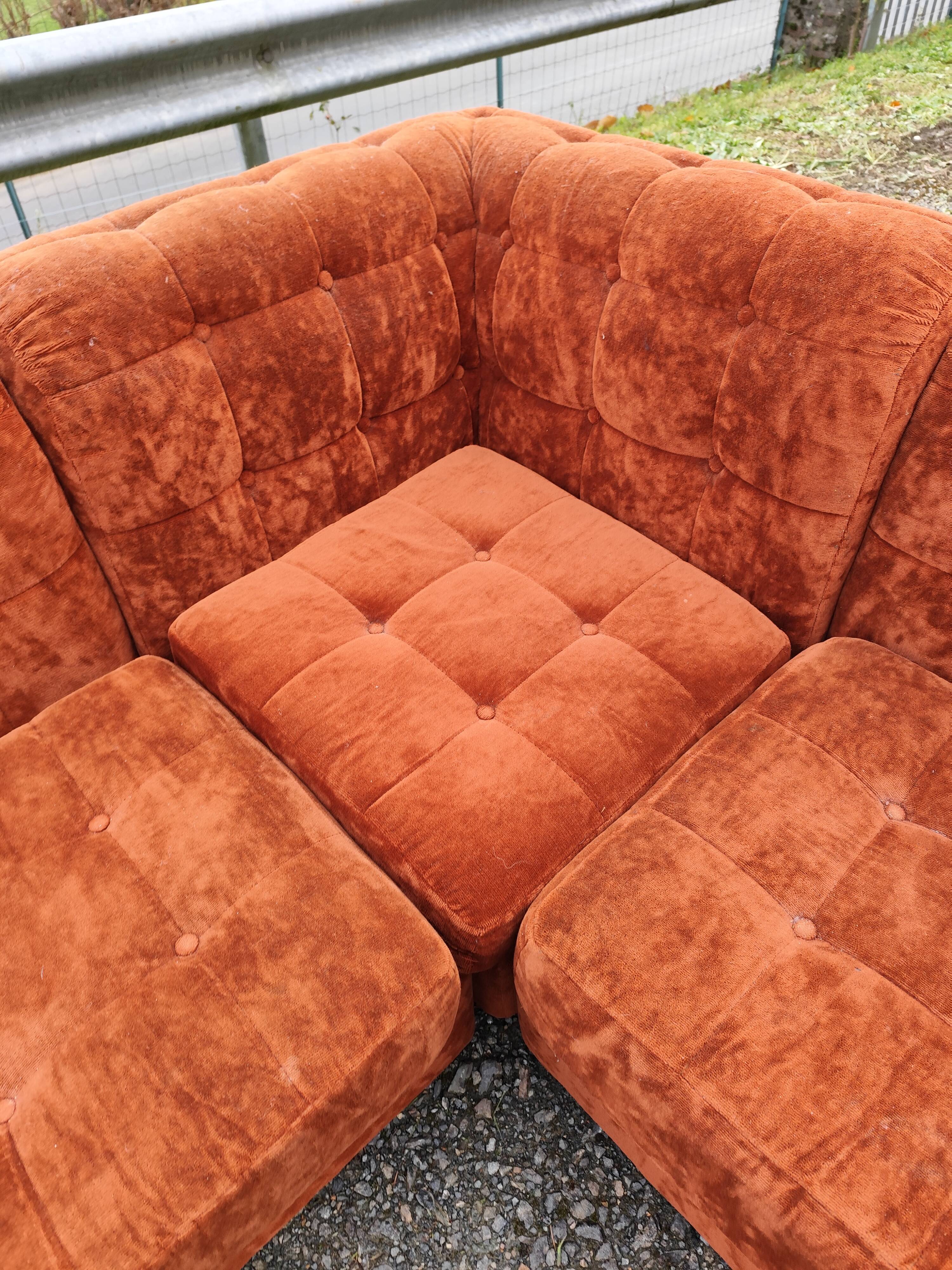 Modular velvet sofa bench 5 blocks