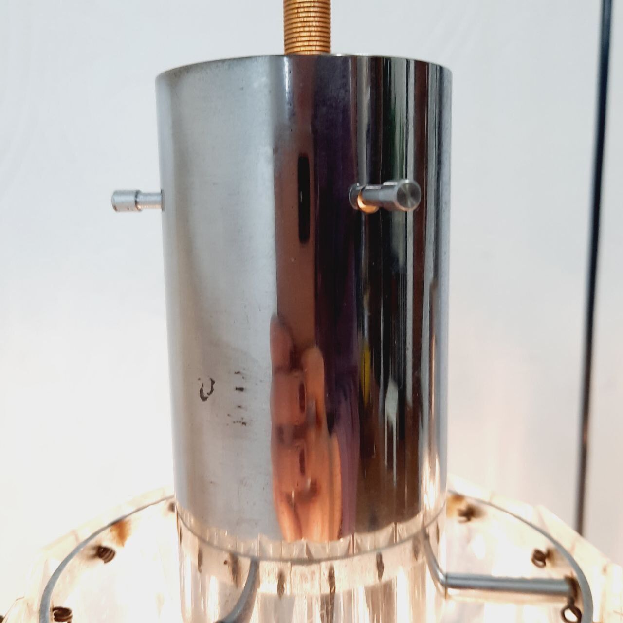 Cascade chandelier - vintage - steel and glass