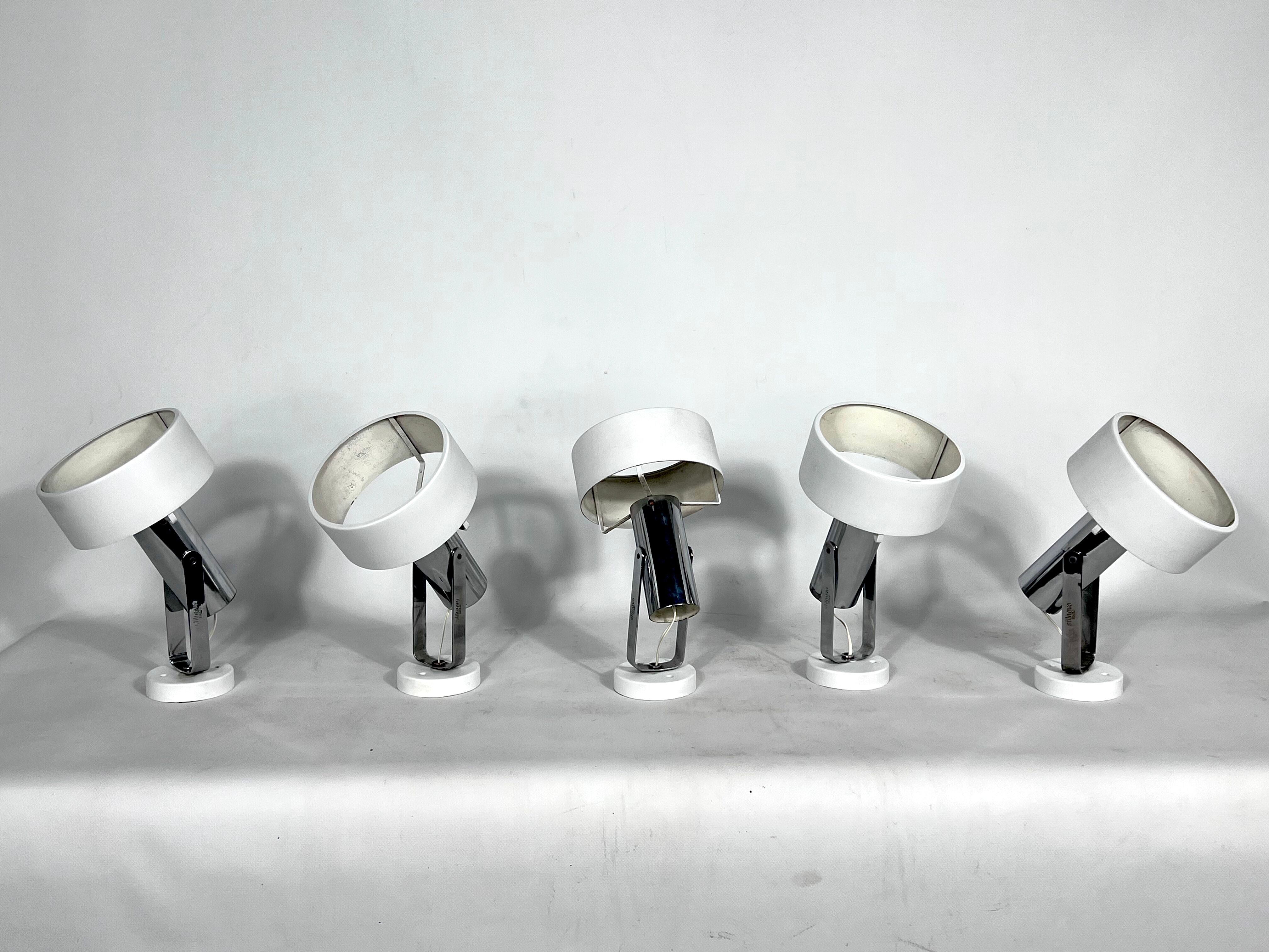 Stilnovo Milano, set of five orientable wall lights from 50s