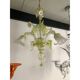 Floral and Green Leaf Milky “Calle” Glass Chandelier