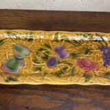 Elongated dish in yellow Digoin Sarreguemines Barbotine