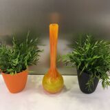 Vase soliflore orange et jaune vintage, signé