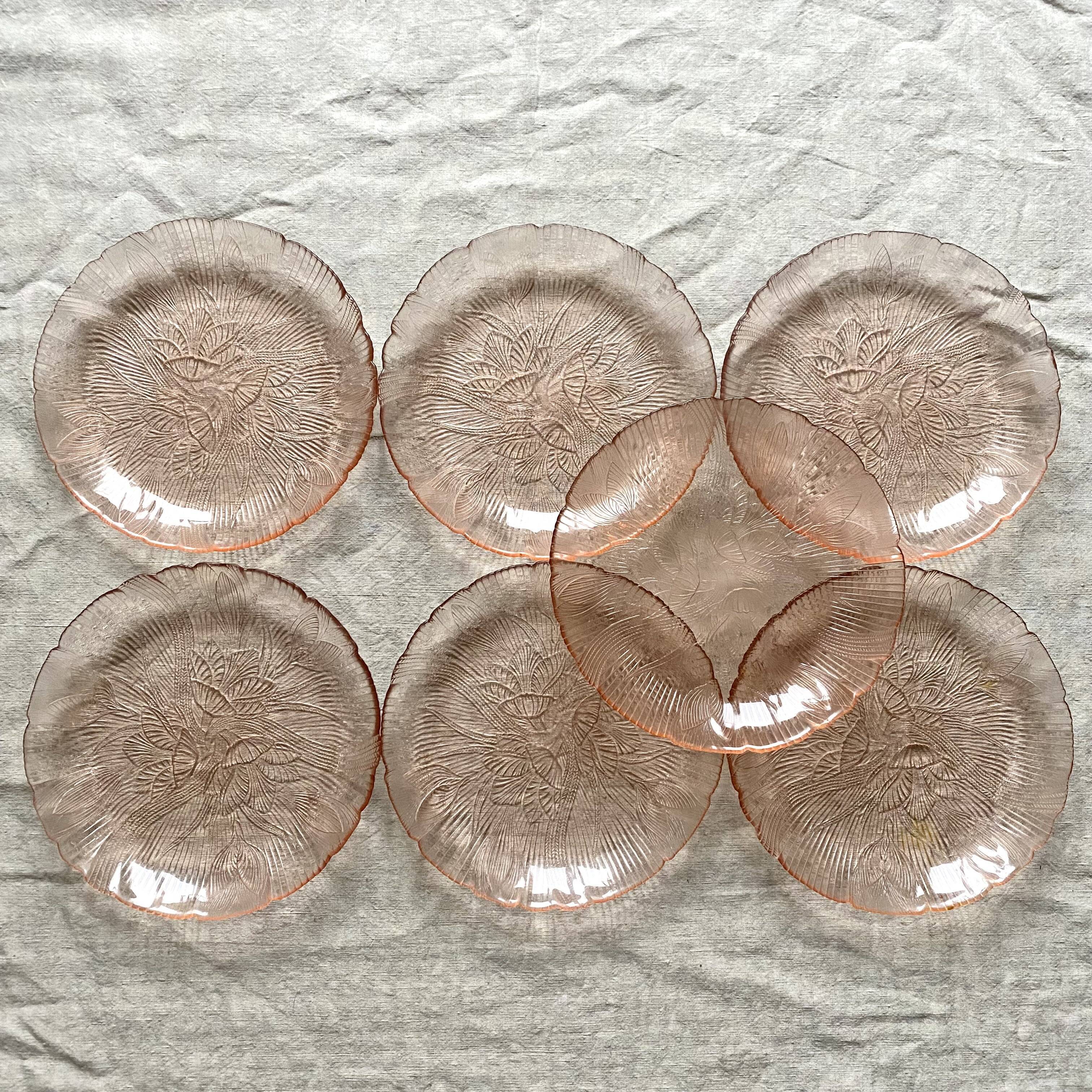 Vintage pink glass plates