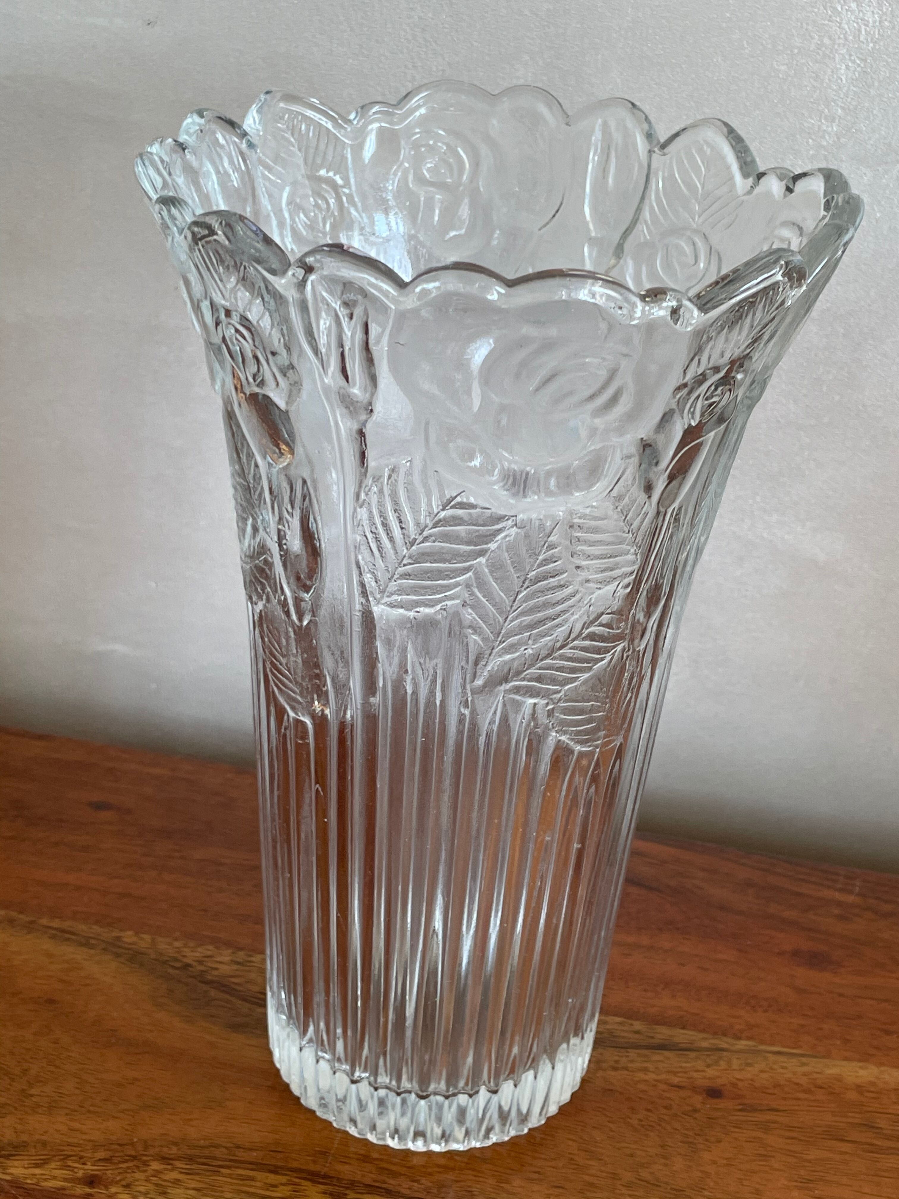 Cast glass vase Borgonovo Italy pink decoration