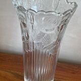 Vase en verre moulé Borgonovo Italie décor roses