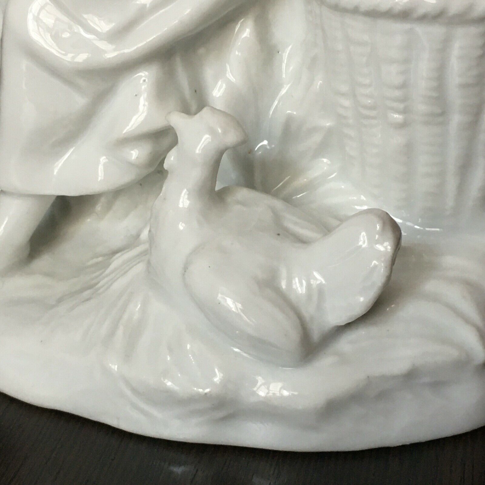 Vase Subject White Porcelain Young Woman at the Chicken