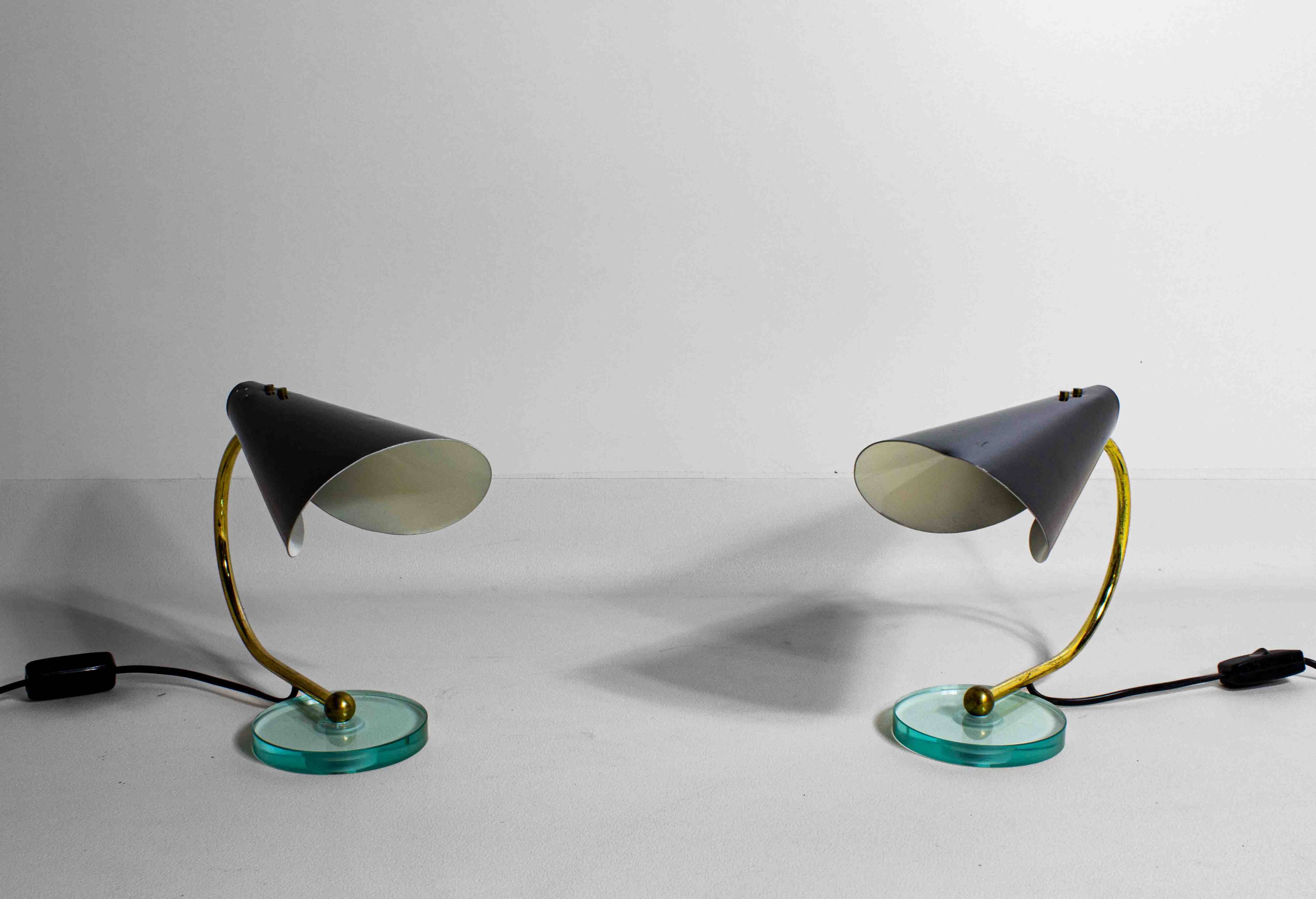 Stylish pair of Italian table lights, 1960s