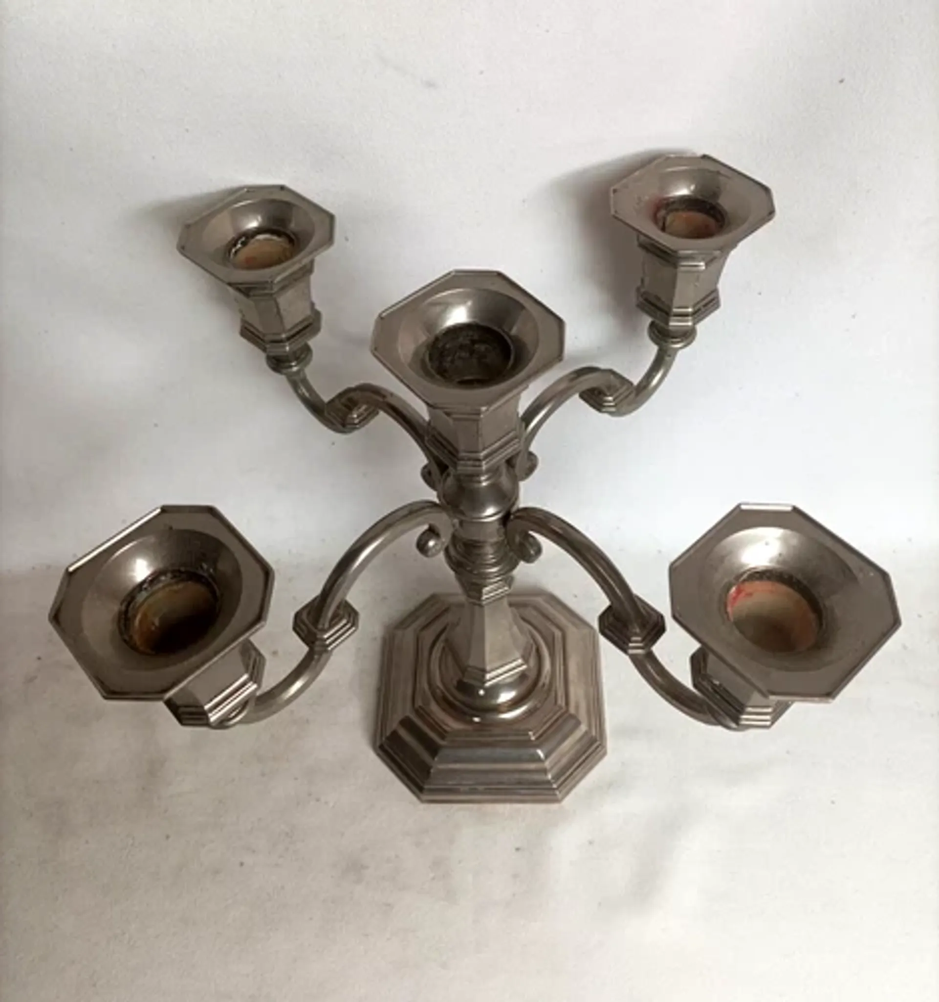 Silver-plated candle holder with 5 lights - late 20th century vintage