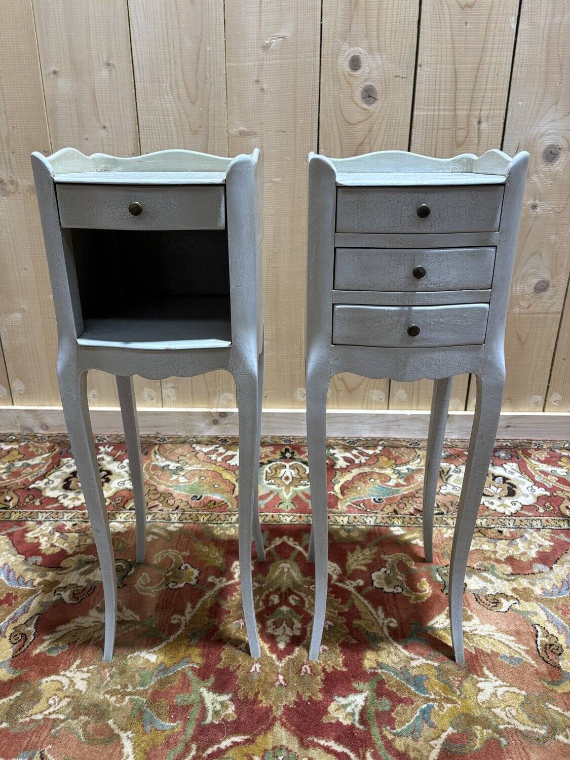 Pair of white Louis XV style bedside tables.