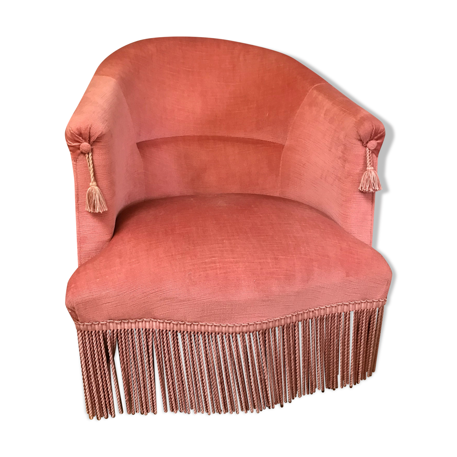 Pink velvet toad armchair