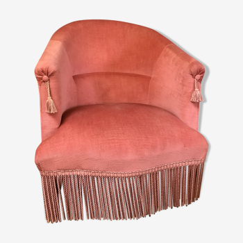 Fauteuil crapaud velours rose