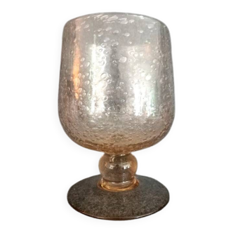 Large cocktail glass or vase in bubbled glass, signed BIOT, 1960s/70s