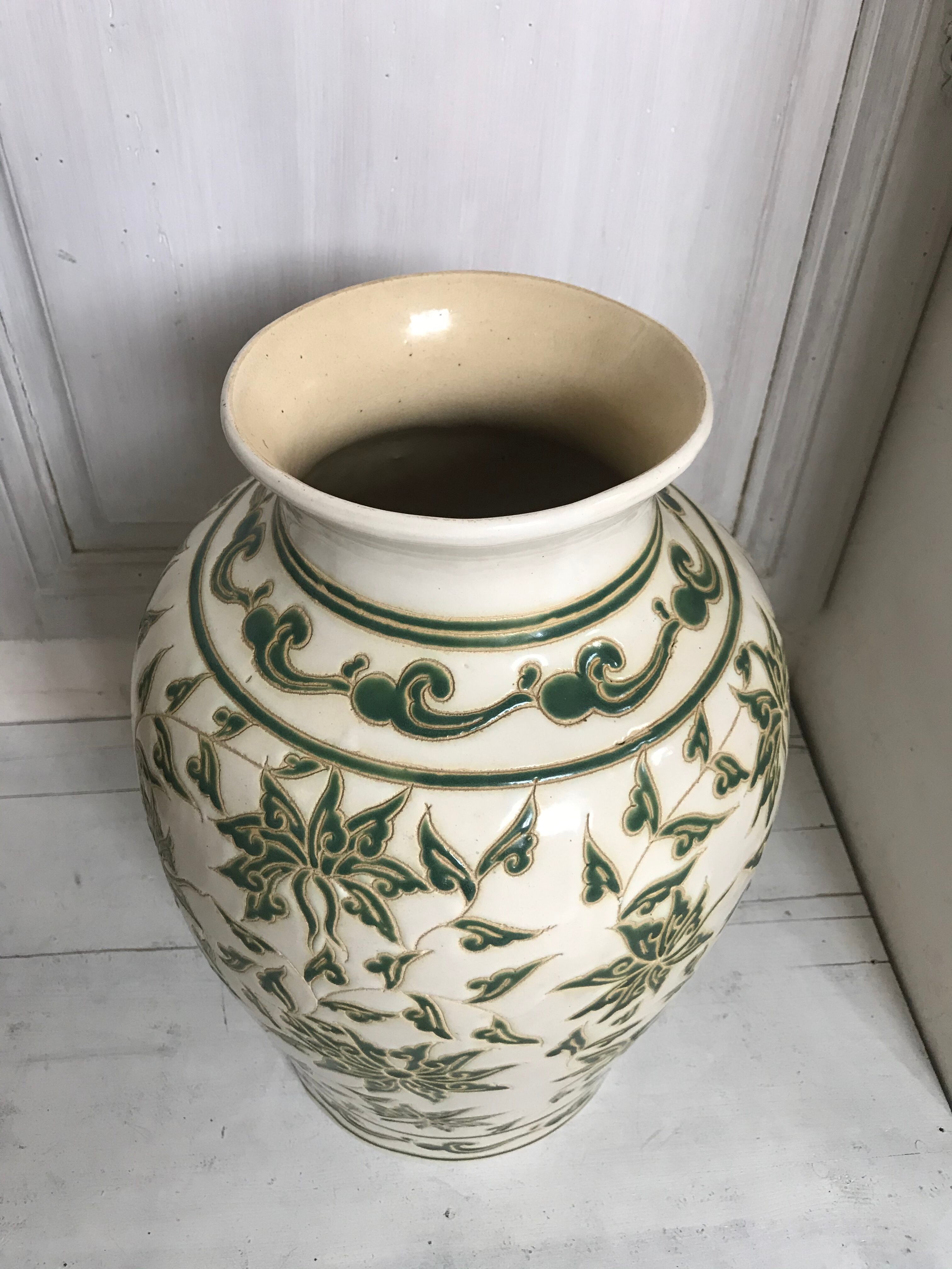 44cm enamelled ceramic vase