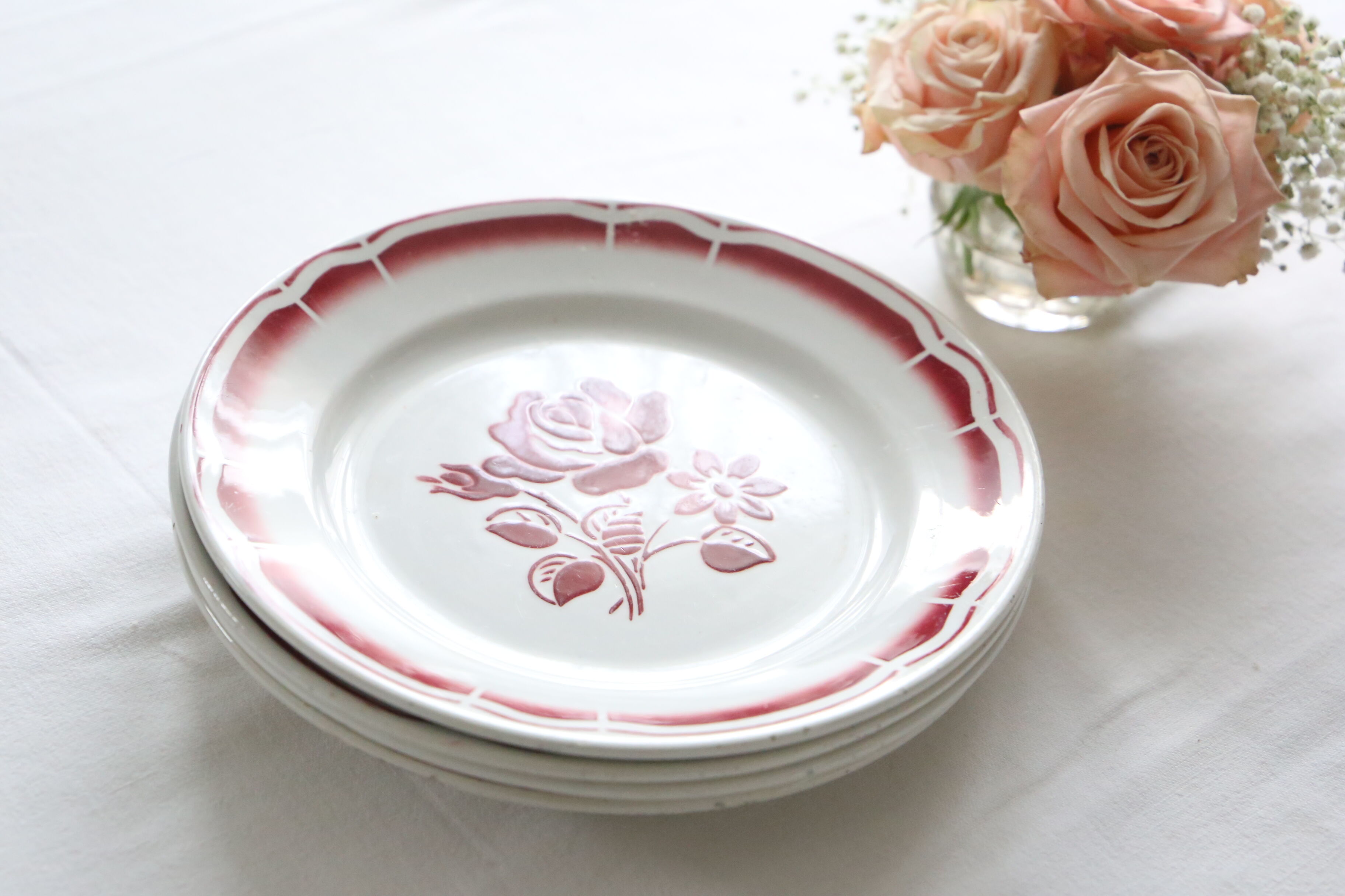 Set de 4 assiettes Badonviller, vintage français