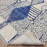 Vintage Azilal rug 310x246 cm - Blue geometric patterns