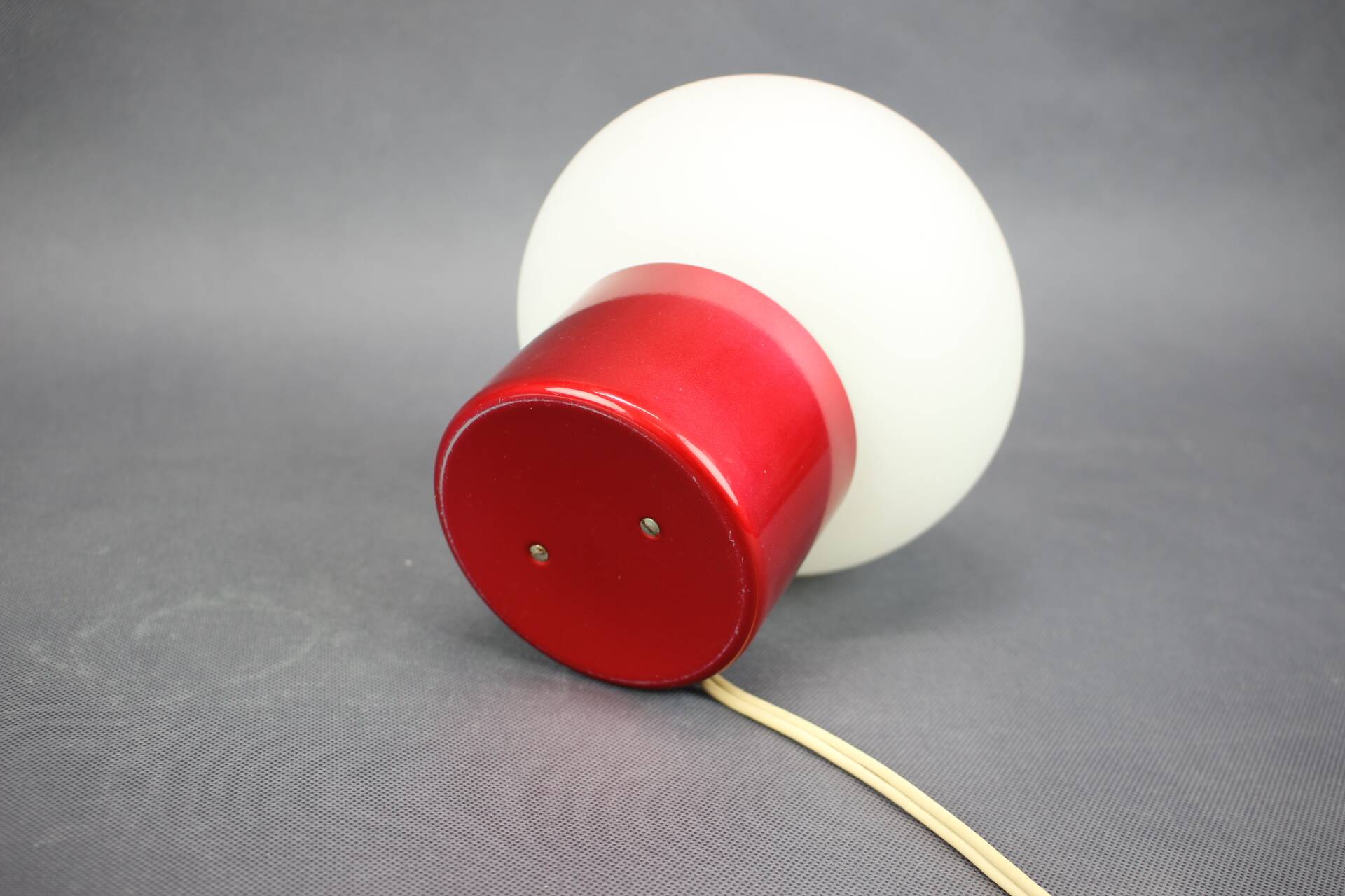 Burgundy Red opaline glass table lamp from the 1970s space age.