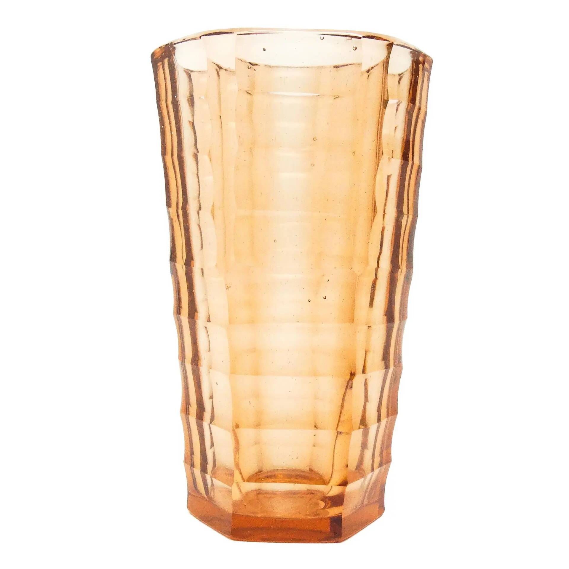Art Deco vase, pink crystal glass, Zawiercie Glassworks, Poland, 1930s