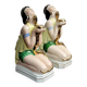 Pair of polychrome porcelain night light statues in Art Nouveau style