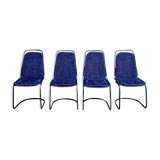 Set of four black highback dining chairs,  1970s