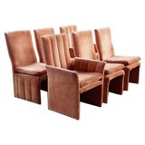 Set of 6 velvet dining chairs back canal