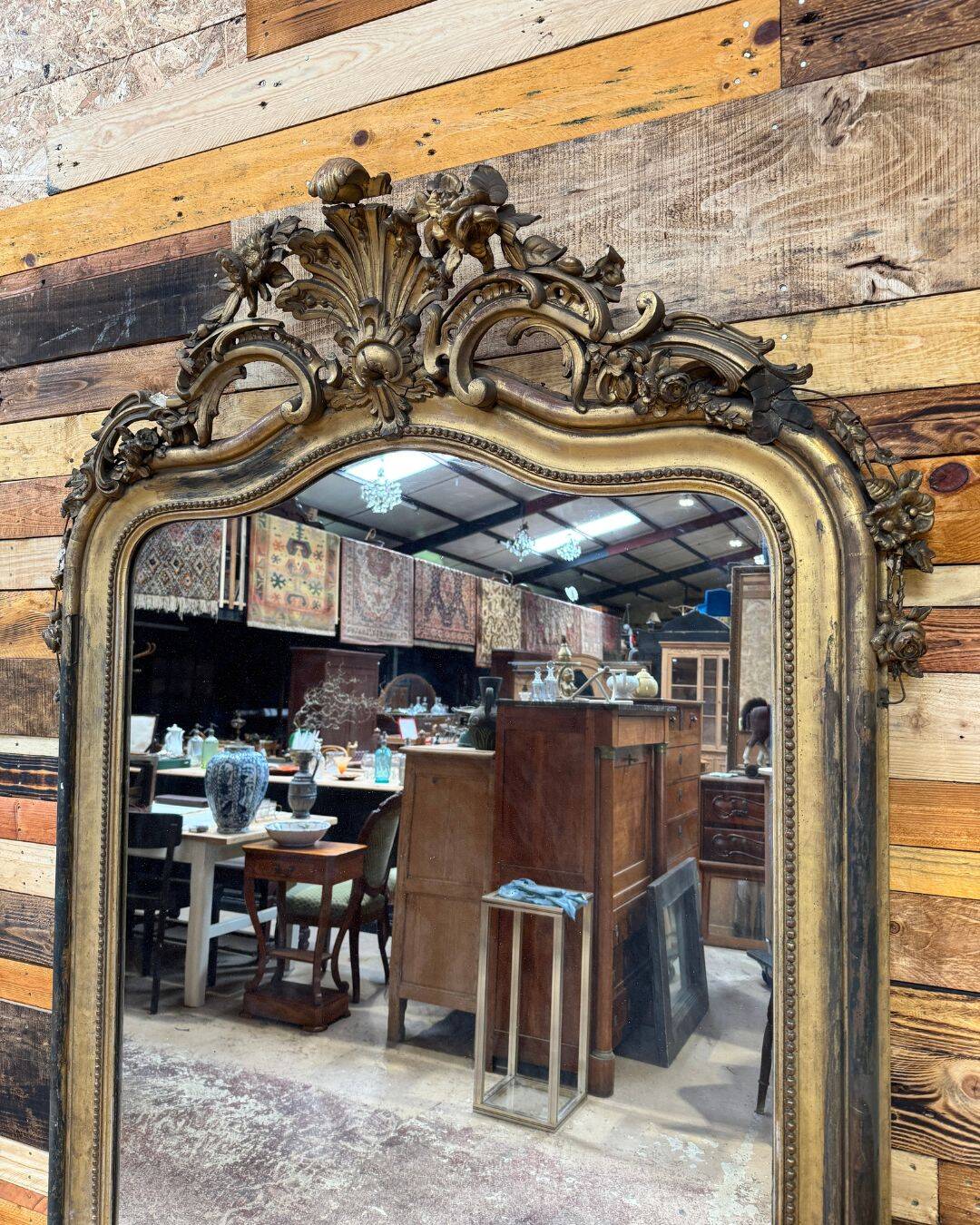 Large gilded mirror - 19th century