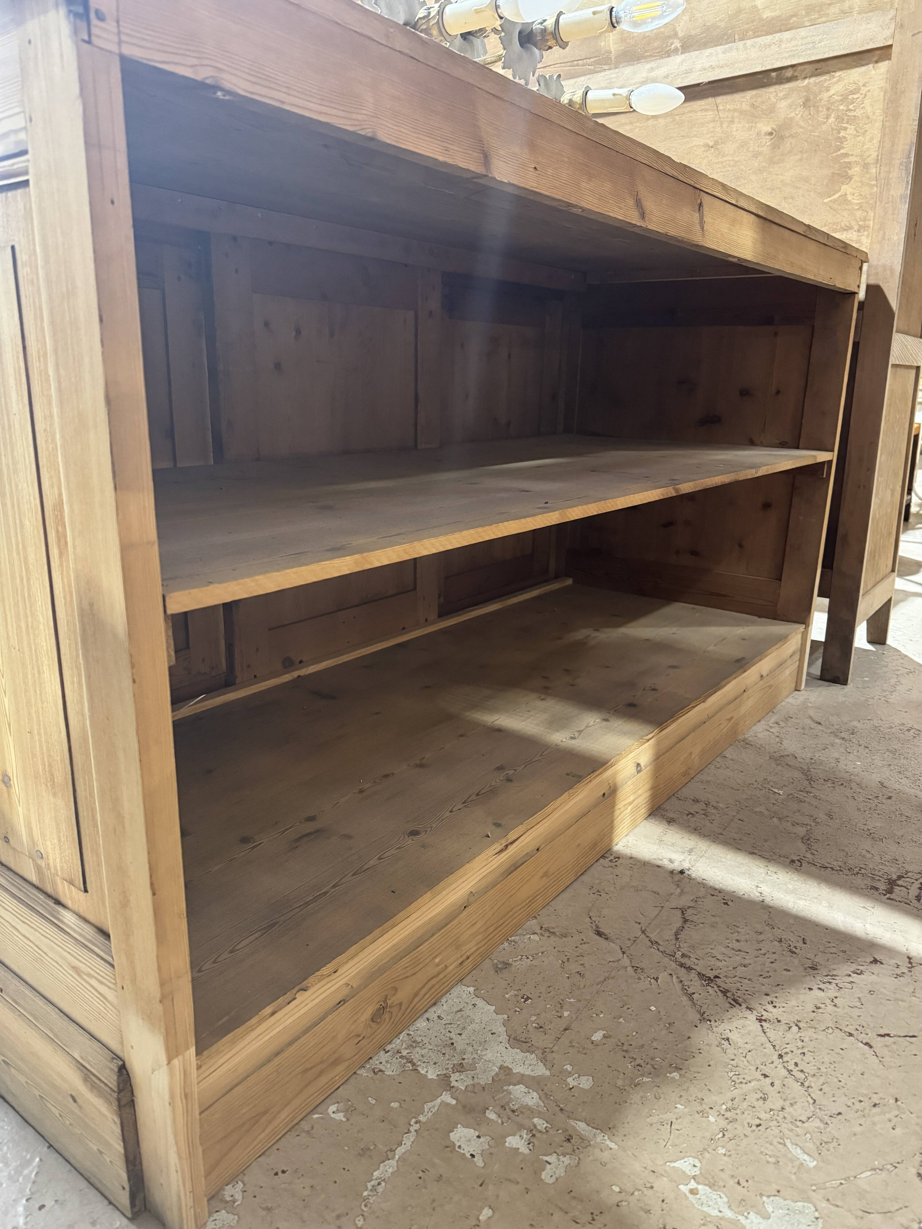 Old haberdashery counter in pitch pine