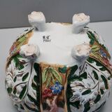 Soupière sur pied de lion en céramique Italienne, style antique capodimonte