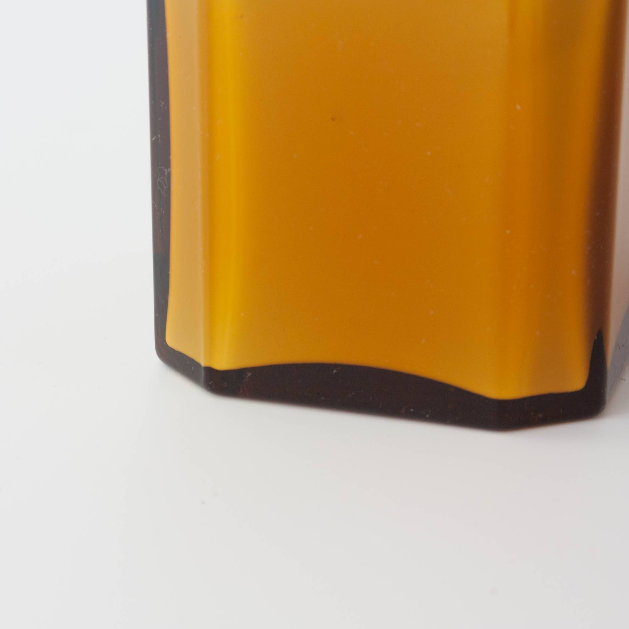 Vintage Mustard Opaline Glass Bottle from Marinha Grande, 1960's