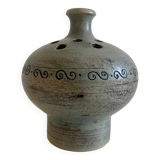 Jacques Blin "flower picker" vase in enameled ceramic with decorative frieze, signed under the base