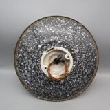 Old pendant light in speckled gray enameled sheet metal