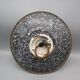 Old pendant light in speckled gray enameled sheet metal