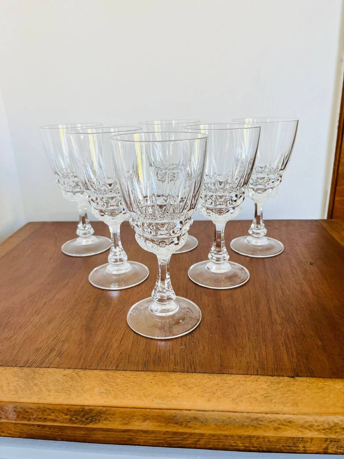 8 crystal d'arques pompadour wine or water glasses from the 1990s